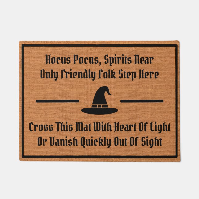 Funny Witch Magic Spell Humour Rustic Minimalist Doormat (Front)