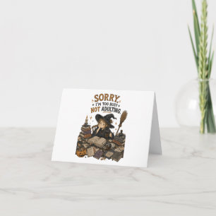 Funny Witch Not Adulting Halloween Illustration Card