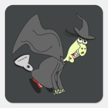 Funny Witch on Vacuum Cleaner Stickers