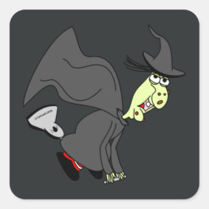 Funny Witch on Vacuum Cleaner Stickers