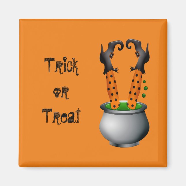 Funny witch orange Halloween theme Magnet (Front)