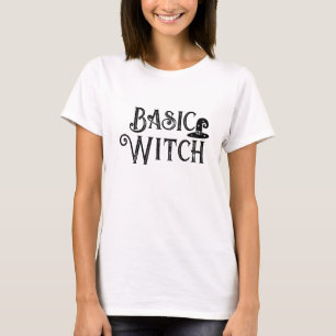 Funny Witch Pun Basic Witch Happy Halloween  T-Shirt