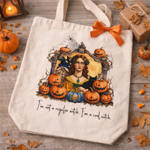 Funny Witch Quote Aesthetic, Vintage Halloween Tote Bag