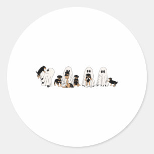Funny Witch Rottweiler Dog Ghosts In Boo Sheet Hal Classic Round Sticker