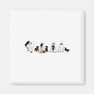 Funny Witch Rottweiler Dog Ghosts In Boo Sheet Hal Magnet