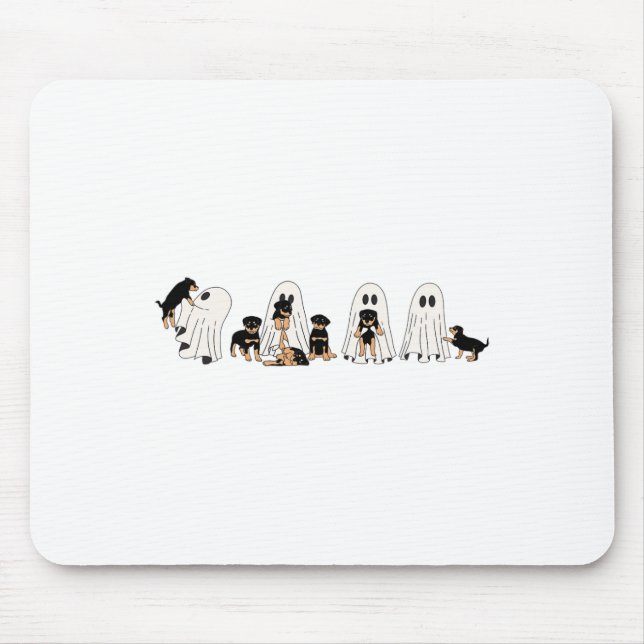 Funny Witch Rottweiler Dog Ghosts In Boo Sheet Hal Mouse Mat (Front)