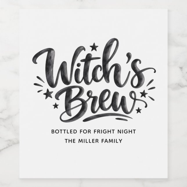 Funny Witch’s Brew Halloween Party Typography Wine Label (Single Label)