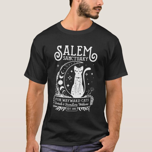 Funny Witch Salem Home For Wayward Black Cats 1692 T-Shirt (Front)