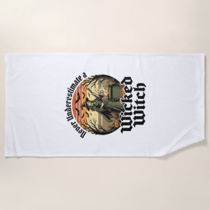 Funny Witch Shirt Vintage Engraving Halloween Desi Beach Towel