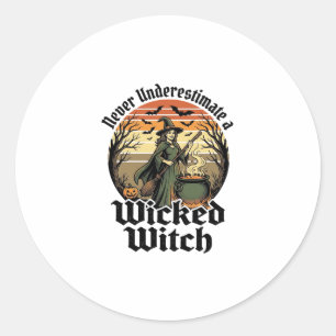 Funny Witch Shirt Vintage Engraving Halloween Desi Classic Round Sticker