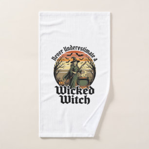 Funny Witch Shirt Vintage Engraving Halloween Desi Hand Towel