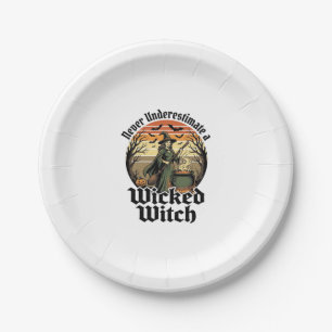 Funny Witch Shirt Vintage Engraving Halloween Desi Paper Plate