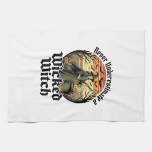 Funny Witch Shirt Vintage Engraving Halloween Desi Tea Towel
