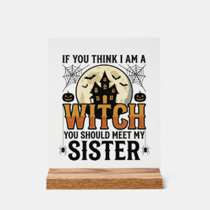 Funny Witch Sister Halloween Vintage Graphic_1 Acrylic Sign
