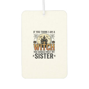 Funny Witch Sister Halloween Vintage Graphic_1 Car Air Freshener