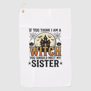 Funny Witch Sister Halloween Vintage Graphic_1 Golf Towel