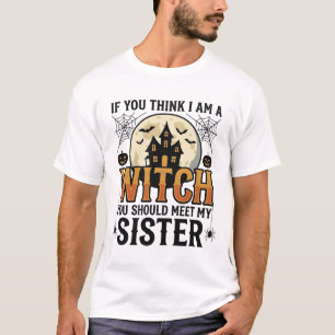 Funny Witch Sister Halloween Vintage Graphic_1 T-Shirt