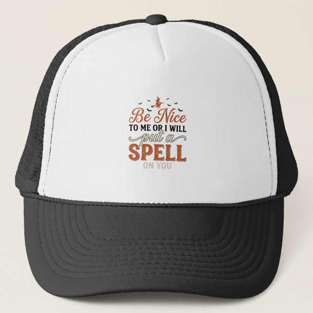 Funny Witch Spell Quote Halloween Vector Design_1 Trucker Hat (Front)