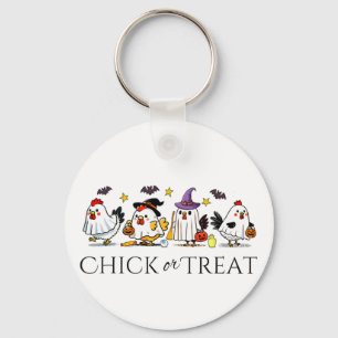 Funny Witch Spooky Chicken Halloween Costume Chick Key Ring