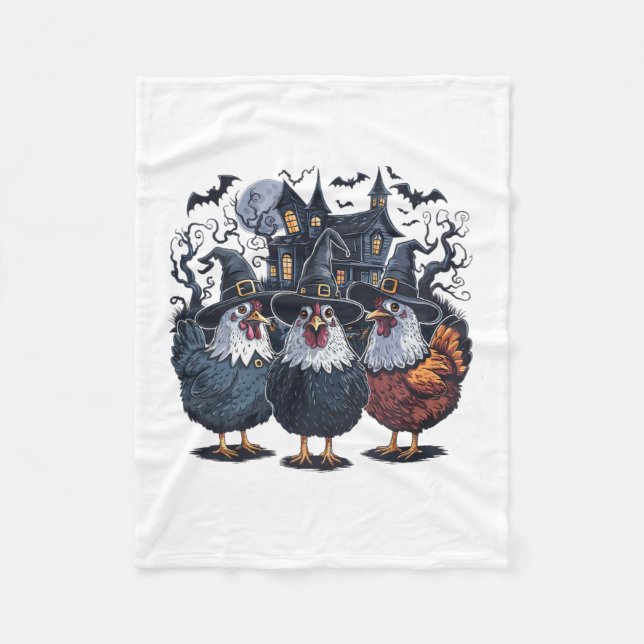 Funny Witch Spooky Chicken Halloween  Fleece Blanket (Front)