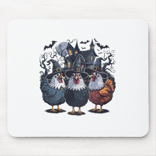 Funny Witch Spooky Chicken Halloween  Mouse Mat (Front)