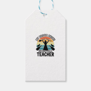 Funny Witch Teacher Broken Broom Halloween Design_ Gift Tags