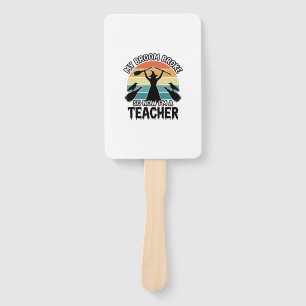 Funny Witch Teacher Broken Broom Halloween Design_ Hand Fan
