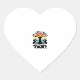 Funny Witch Teacher Broken Broom Halloween Design_ Heart Sticker