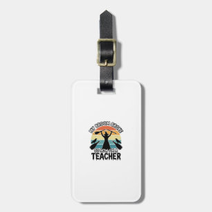 Funny Witch Teacher Broken Broom Halloween Design_ Luggage Tag