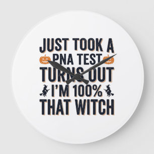 Funny Witch Test Halloween Quote Vector Design_1 Large Clock