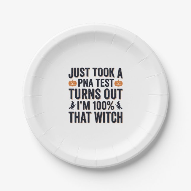 Funny Witch Test Halloween Quote Vector Design_1 Paper Plate (Front)
