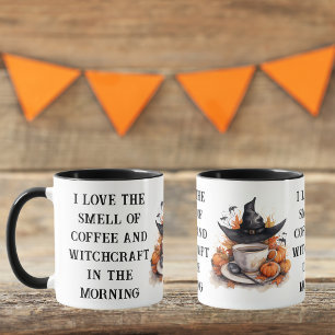 Funny Witch Themed Orange Black Pumpkin Halloween  Mug