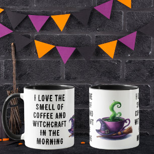 Funny Witch Themed Purple Green & Black Halloween  Mug
