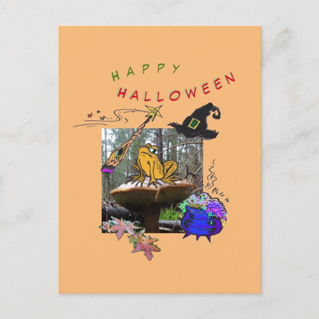 Funny Witch Toad Cartoon Humour Halloween Postcard (Front)
