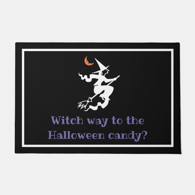 Funny Witch Way To The Halloween Candy Doormat (Front)