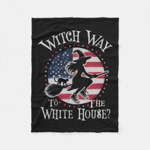 Funny Witch Way To The White House Kamala Harris W Fleece Blanket