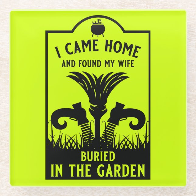 Funny Witch Wife Glass Coaster (Front)