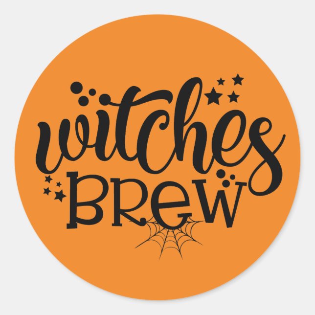 Funny witches brew word art Halloween Classic Round Sticker (Front)