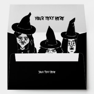 funny witches spooky scary halloween design black envelope