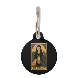 Funny Witchy Gothic Cat Lady Tarot Card Magical Pet Tag