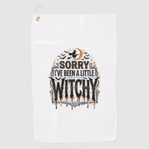 Funny Witchy Halloween Vintage Engraving Shirt Des Golf Towel