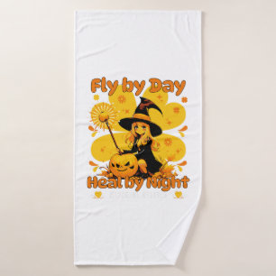 Funny Witchy Nurse Halloween Design Bath Towel