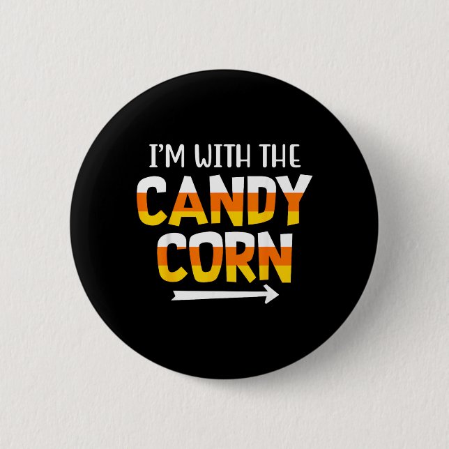 Funny with Candy Corn Halloween Matching Couples 6 Cm Round Badge (Front)