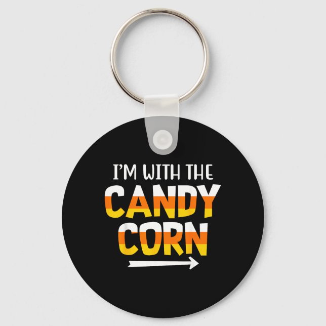 Funny with Candy Corn Halloween Matching Couples Key Ring (Front)