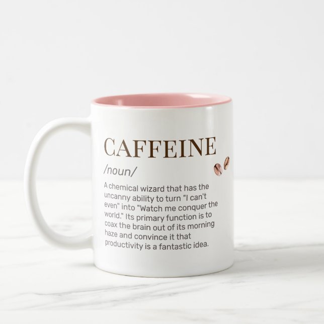 Funny Witty Coffee Lover Caffeine Humour Dictionar Two-Tone Coffee Mug (Left)