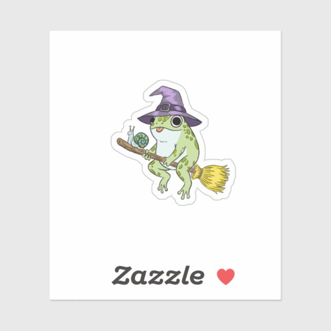 Funny Wizard Frog Rides A Broomstick Illustration (Sheet)