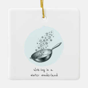 Funny Wok Pun Walking Winter Wonderland  Ceramic Ornament