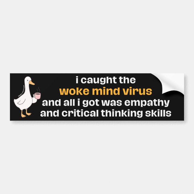 Funny Woke Mind Virus - Retro Empathy Cute Duck Bumper Sticker (Front)