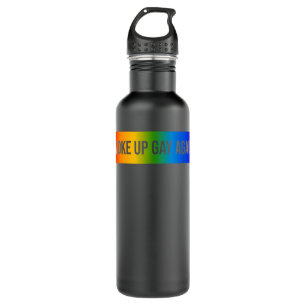 Funny Woke Up Gay Again LGBTQ+ Art Rainbow Gay Pri 710 Ml Water Bottle