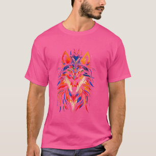 Funny Wolf Colourful Tribal Animal Lovers Boys Gir T-Shirt